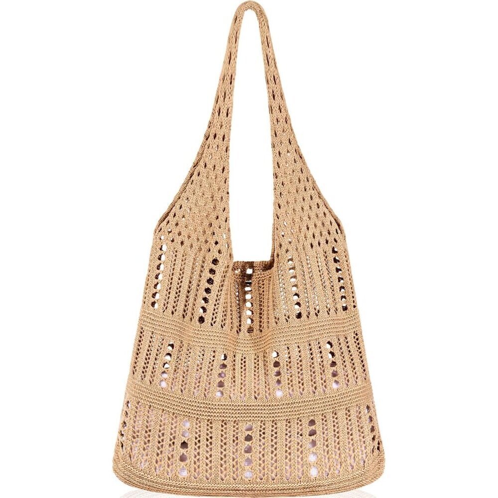 Women Brownish Yellow Shoulder Shopping Handbag Casual Travel Tote Fold Able Bag